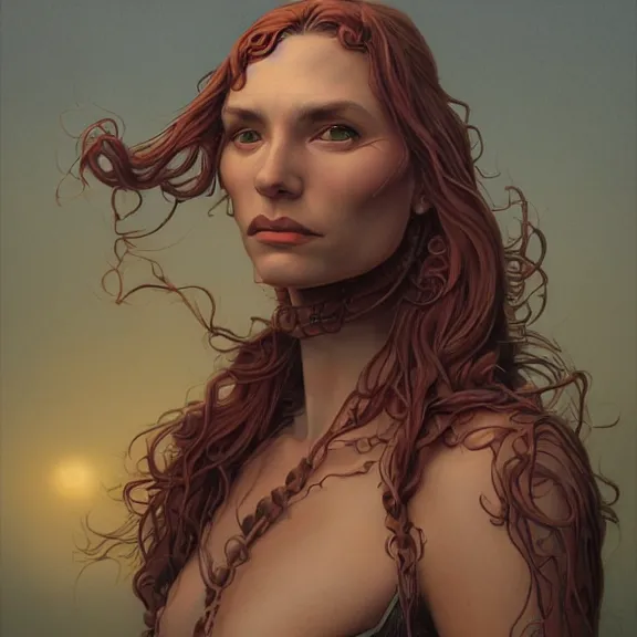 Image similar to a highly detailed portrait in the style of michael whelan and in the style of gerald brom.