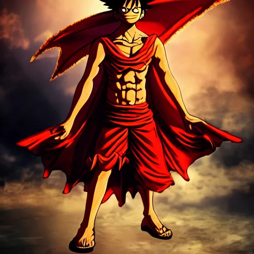 Image similar to luffy as dragon, cinematic