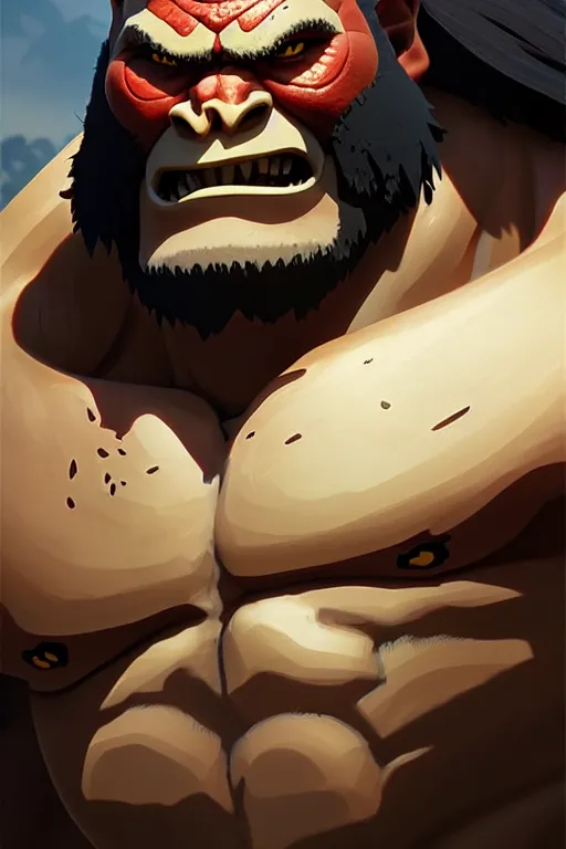 Image similar to orc barbarian male, finely detailed perfect face, exquisite details, earth magic, mid view, design on a white background, by studio muti, greg rutkowski makoto shinkai takashi takeuchi studio ghibli