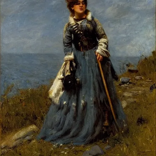 Image similar to female adventurer by alfred stevens