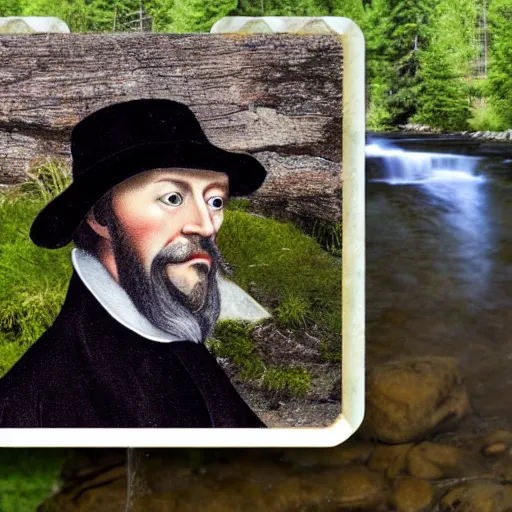 Image similar to John Calvin visits a fish hatchery. Photographic quality, realistic.