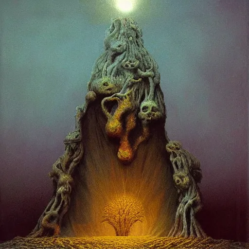 Image similar to zdzislaw beksinski painting of cosmic horror