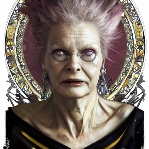 Image similar to amazing lifelike award winning pencil illustration of vivienne westwood in final fantasy 1 5 fantasy costume trending on art station artgerm greg rutkowski alphonse mucha cinematic