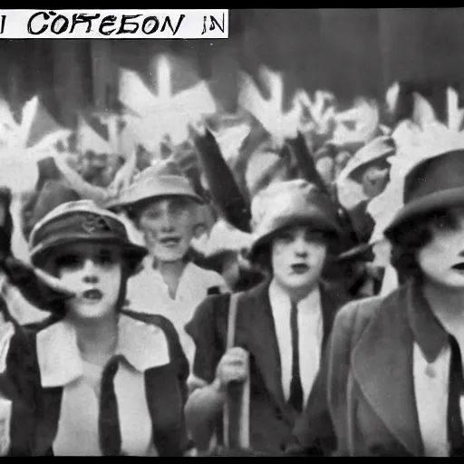 Image similar to Communist States of America, 1920s newsreel footage, communist flappers, Chicago, Communist USA