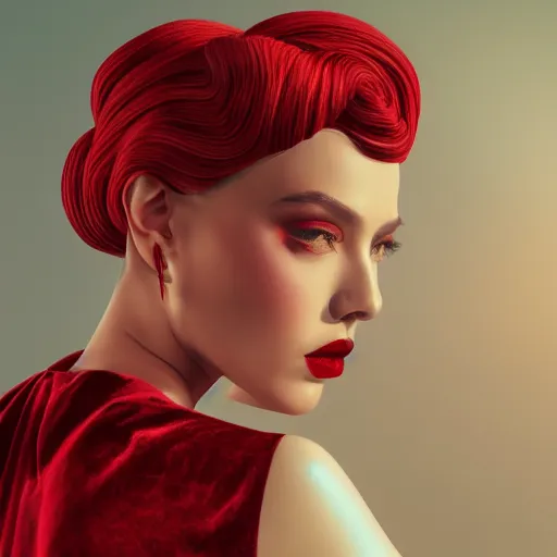 Image similar to red velvet inspired avant-garde art, deco fashion, highly detailed, photorealistic portrait, bright studio setting, studio lighting, crisp quality and light reflections, unreal engine 5 quality render