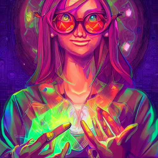 Image similar to skill magic geek inside matrix deepdream radiating a glowing aura stuff loot legends stylized digital illustration video game icon artstation lois van baarle, ilya kuvshinov, rossdraws,