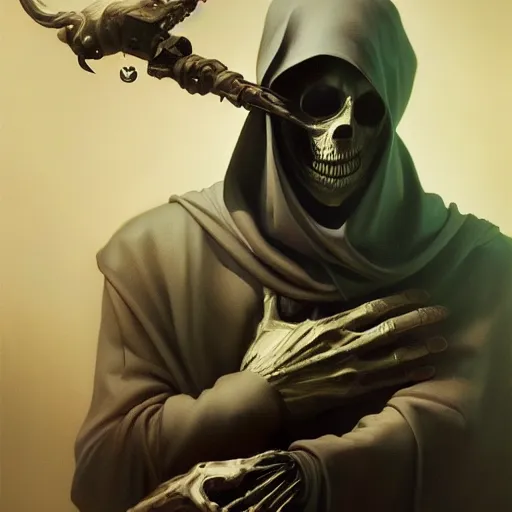 Prompt: the grim reaper with a crt monitor for a head, ultrarealistic, dramatic lighting, electrical details, high details, 4 k, 8 k, best, accurate, trending on artstation, artstation, photorealism, ultrarealistic, digital painting, style of peter mohrbacher, caravaggio, boris vallejo