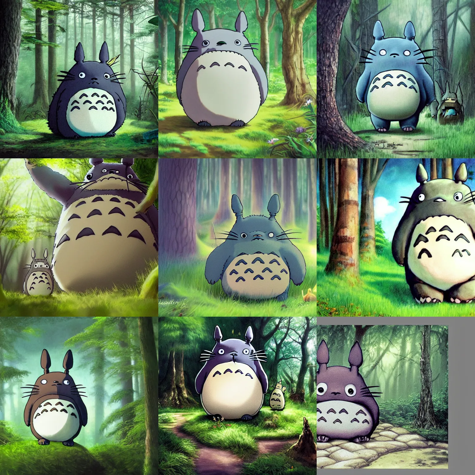 Prompt: totoro in the magic forest, photo, photorealism, hyper detail, realism