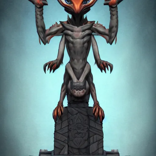 Prompt: male anthro anthropomorphic human like fox demon alien creature monument stands on the fallen moon empire,