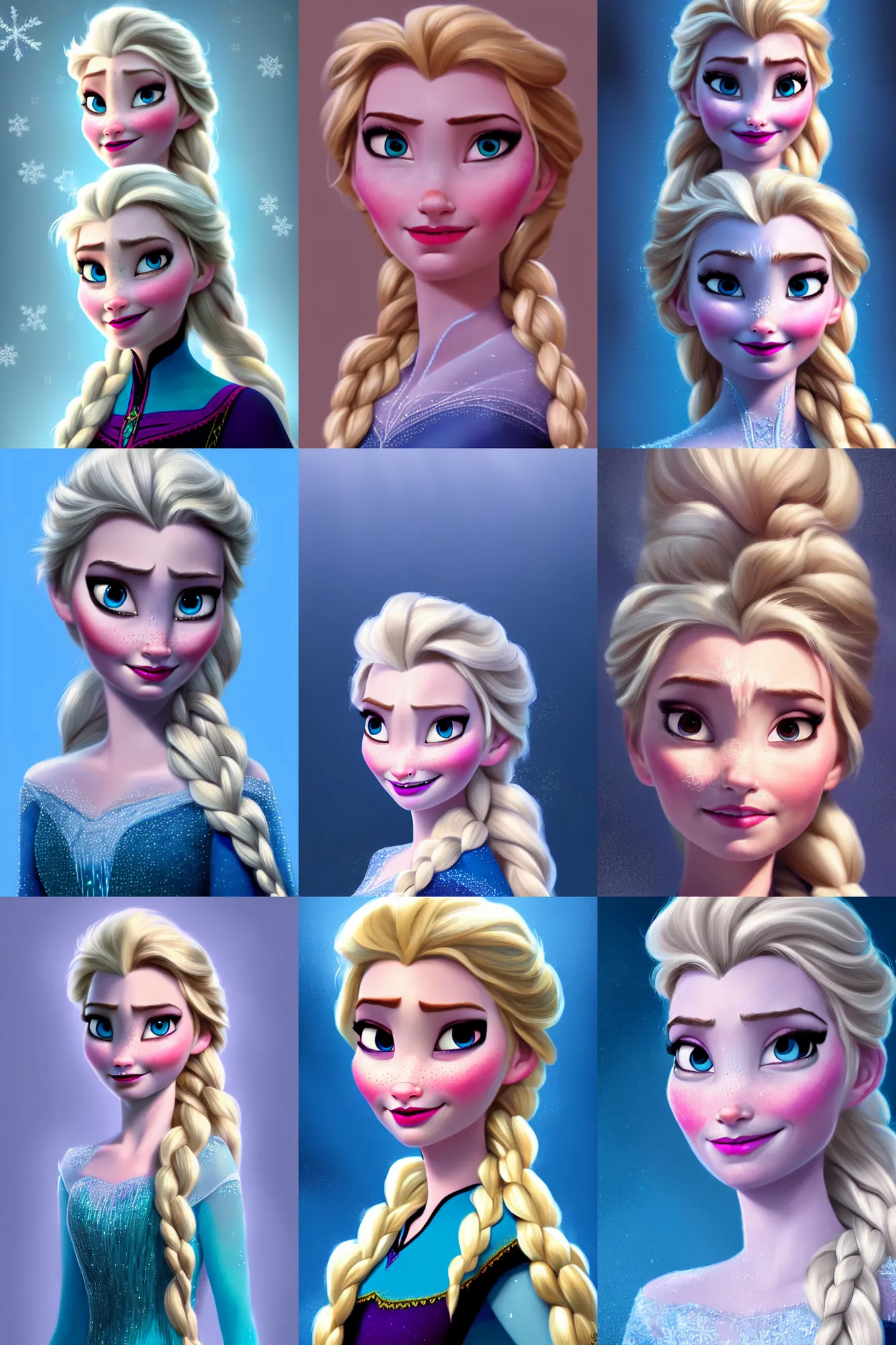 Prompt: Portrait of Elsa from Frozen, matte painting, Artstation