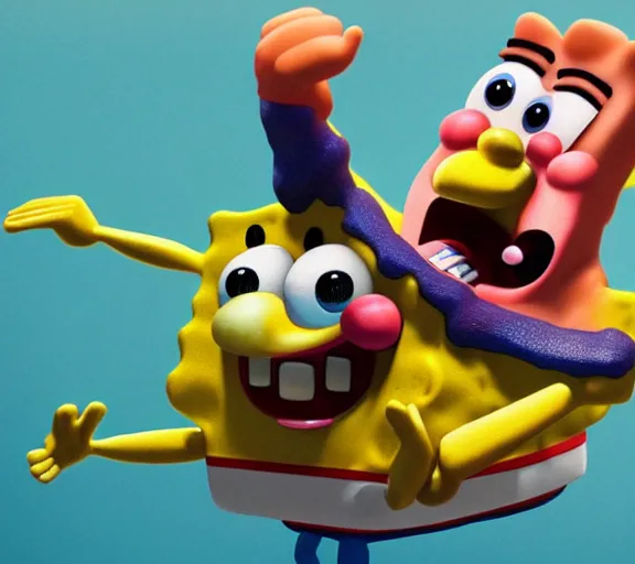 Image similar to spongebob squarepants as an mma fighter, in the ring for a big fight, wide shot, 3 d, hyperrealistic, rendered in octane