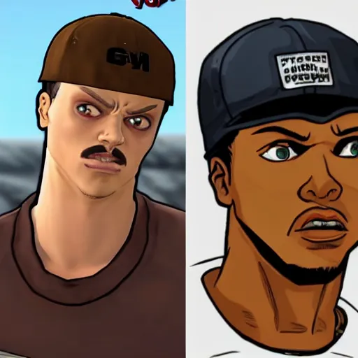 Prompt: Carl Jonson from GTA San Andreas looks like jojo