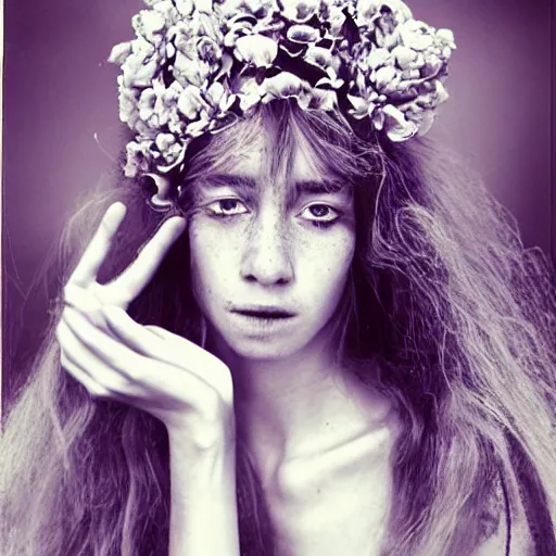 Image similar to hippy model photograph by james jean, rutkowski, ansel adams