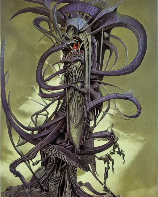 Prompt: male, ( ( dark jester by roger dean ) ), by hr giger, ( ( ( hd ) ) ), 8 k, highly detailed, ( ( sharpness ) )