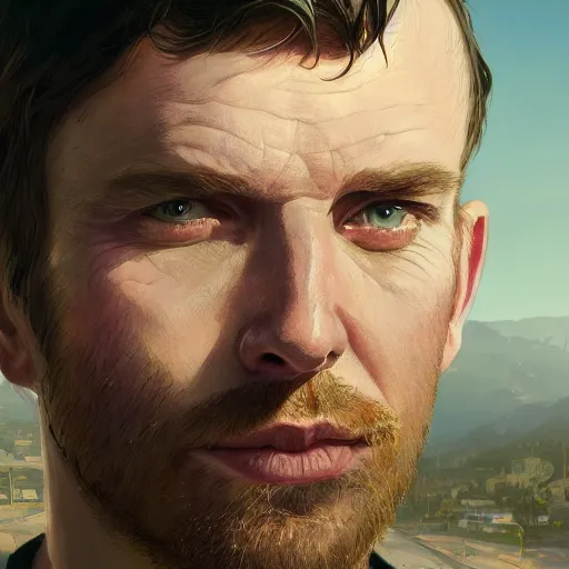 Image similar to highly detailed portrait, merlin adam, in gta v, stephen bliss, unreal engine, fantasy art by greg rutkowski, loish, rhads, ferdinand knab, makoto shinkai and lois van baarle, ilya kuvshinov, rossdraws, tom bagshaw, global illumination, radiant light, detailed and intricate environment