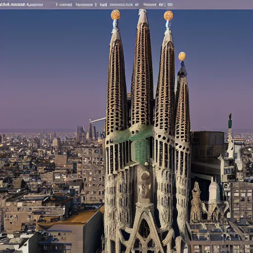 Image similar to sagrada - familia - empire state hybrid, architectural render, cg society