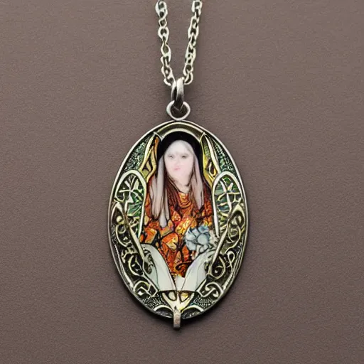 Prompt: seraphim necklace artnouveau style