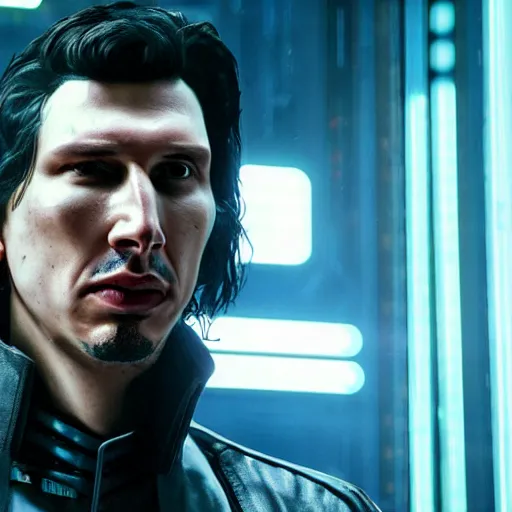 Image similar to Adam driver as a character in cyberpunk 2077