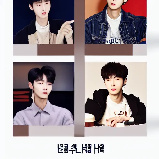 Image similar to a cup of coffee part 4 with johnny suh, mark lee, jung jaehyun, ten lee, and kim doyoung, all from the group nct, neo culture technology, portraiture, color restoration