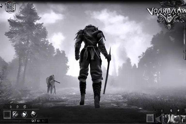 Image similar to gigachad in valorant, ingame screenshot, black and white, high detailed