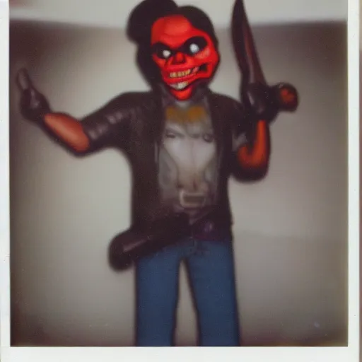 Image similar to Polaroid photo of el diablito loteria character, studio