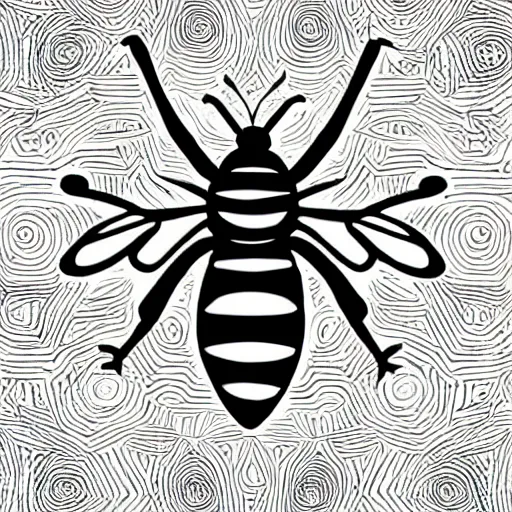 Image similar to black and white illustration, creative design, bee