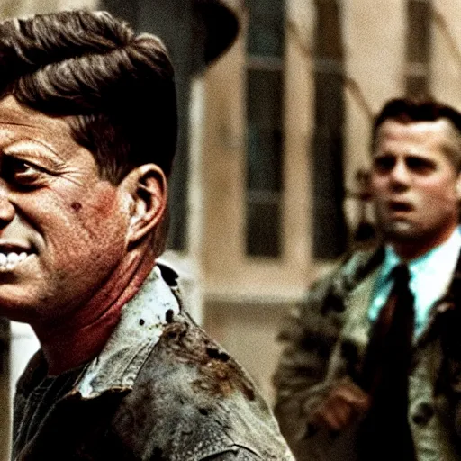Prompt: JFK as a zombie in the walking dead