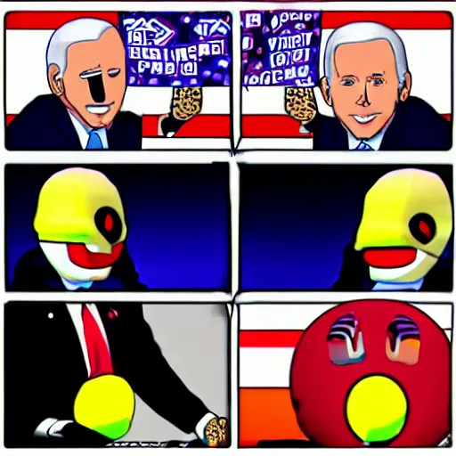 Image similar to joe biden as pac - man eating mike pence