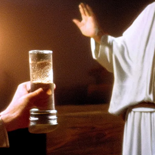 Prompt: Jesus holding the holy grail, cinematic masterpiece, warm atmosphere, very sharp and detailed image
