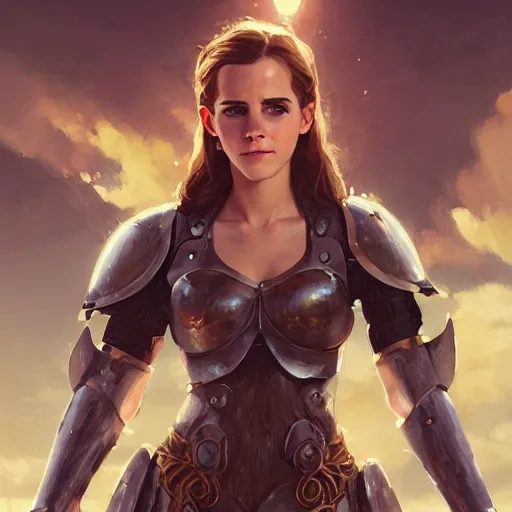 Prompt: highly detailed painting of emma watson wearing a bikini knight armor, stephen bliss, 8 k, by greg rutkowski, loish, rhads, artgerm, ferdinand knab, makoto shinkai and lois van baarle, ilya kuvshinov, rossdraws, global illumination, radiant light, detailed and intricate environment
