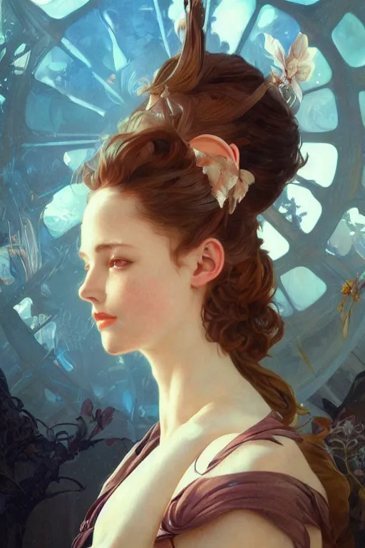 Image similar to ultra realistic illustration, mid century european girl, eclectic, elegant, highly detailed, digital painting, concept art, smooth, sharp focus, illustration, art by artgerm and greg rutkowski and alphonse mucha