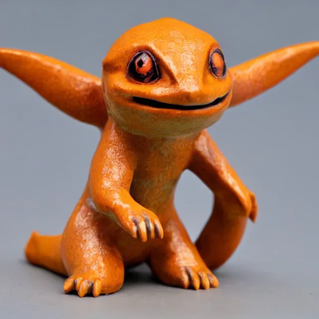 Prompt: an earthenware figurine of charmander from ancient sumeria, high quality photograph