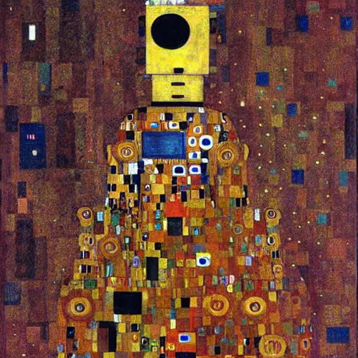 Prompt: cute robot by gustav klimt