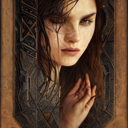 Image similar to Runic beauty of the beautiful face young mortal woman, dynamic lighting, cinematic, establishing shot, extremely high detail, shining, photo realistic, cinematic lighting, intricate line drawings, 8k resolution, oil painting on canvas