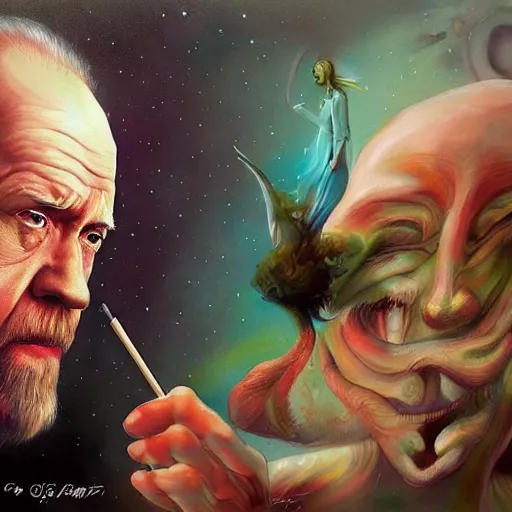 Prompt: Anna Dittmann painting of George Carlin, trending on art station