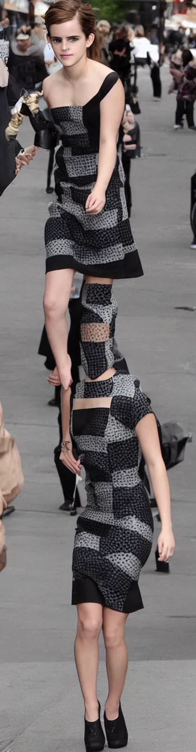 Image similar to emma watson wearing a chess dress