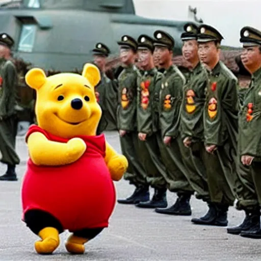 Image similar to winnie the pooh joins the chinese military