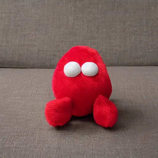 Image similar to adorable strawberry creature with multiple eyes plush toy