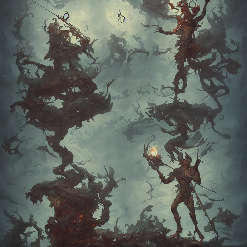 Image similar to tarot the fool by peter mohrbacher and dan mumford and nekro, cgsociety, volumetric light, 3 d render