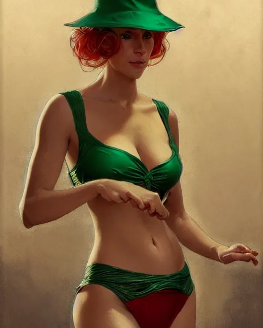 Image similar to Portrait of a blonde woman wearing a green & red bikini cooking sardines in Porto,real life skin, intricate, elegant, highly detailed, artstation, concept art, smooth, sharp focus, art by artgerm and greg rutkowski and alphonse mucha