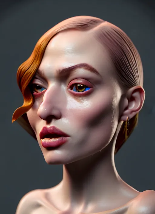 Image similar to a distorted and warped wax model of an absurdly beautiful woman, in the style of popovy sisters, unreal engine 5 highly rendered, global illumination, radiant light, detailed and intricate environment