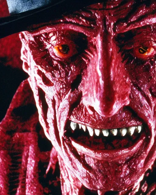 Image similar to film still close - up shot of bill clinton as freddy krueger from the movie nightmare on elm street. photographic, photography