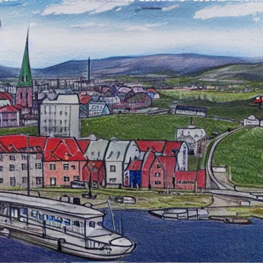 Prompt: a sketch of Trondheim n -9