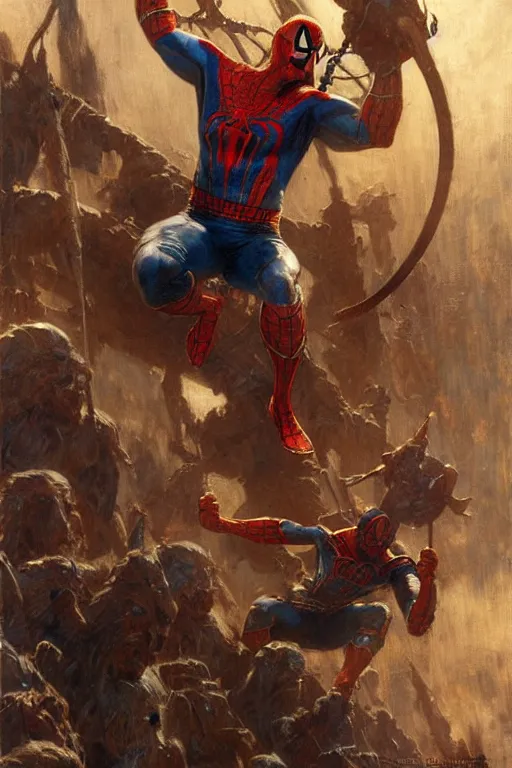 Image similar to viking spiderman, highly detailed painting by gaston bussiere, craig mullins, j. c. leyendecker 8 k