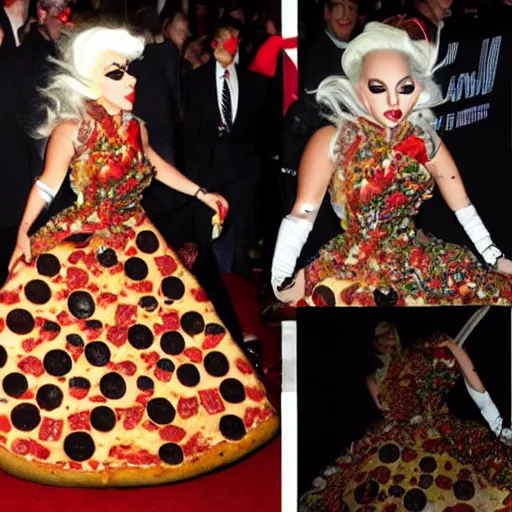 Image similar to lady gaga's pizza dress