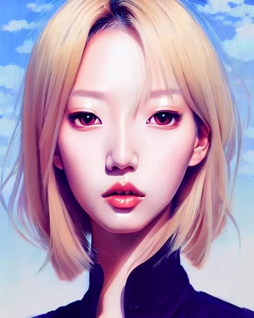 Image similar to portrait of Soo Joo Park as Anime girl cute-fine-face, blonde hair, full body! pretty face, realistic shaded Perfect face, fine details. Anime. realistic shaded lighting by Ilya Kuvshinov Giuseppe Dangelico Pino and Michael Garmash and Rob Rey