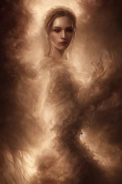 Image similar to Majestic and regal portrait of a female lady, intricate, epic, elegant, menacing, fantasy, highly detailed, digital painting, hard focus, beautiful volumetric lighting, epic light, ultra detailed, Horror, souls, ghosts, smoke by Leesha Hannigan, Ross Tran, Thierry Doizon, Kai Carpenter, Ignacio Fernández Ríos