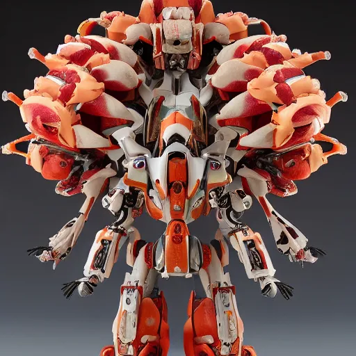 Image similar to futuristic hydnora africana mecha subterranean plant body, sepals forming helmet, floral details, hydnora africana, 8 k hd resolution, barbatos gundam with floral inlay, bandai box art, star wars, makoto kobayashi, frank gehry, raymond swanland