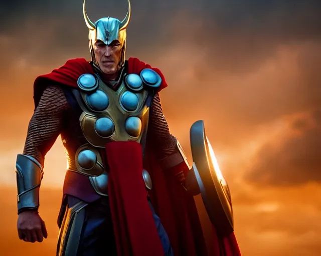 Image similar to a film still of beta ray bill in new thor movie, cinematic lighting, high resolution, 4 k