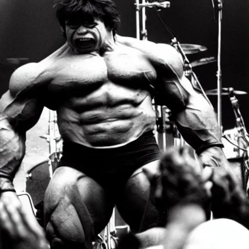 Image similar to hulk performing at woodstock